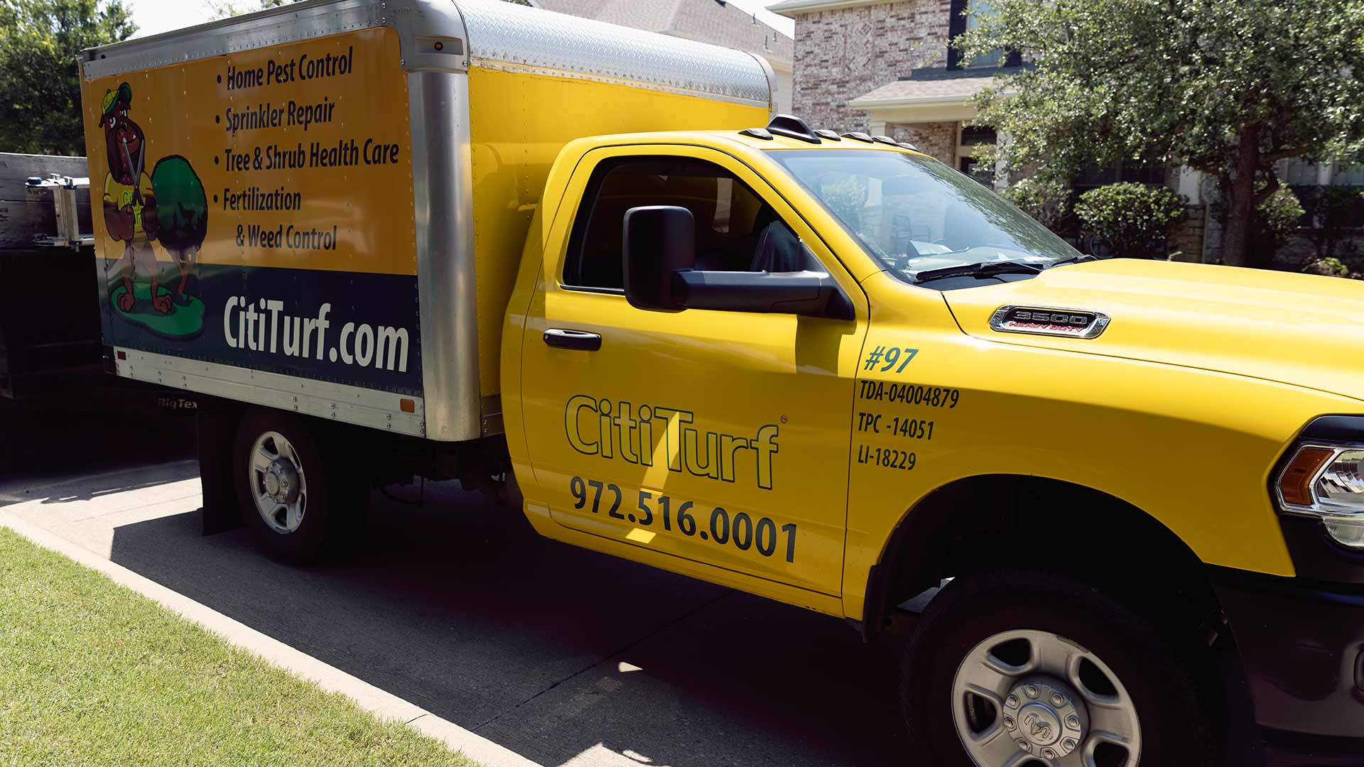 CitiTurf work truck servicing a property in Plano, TX.