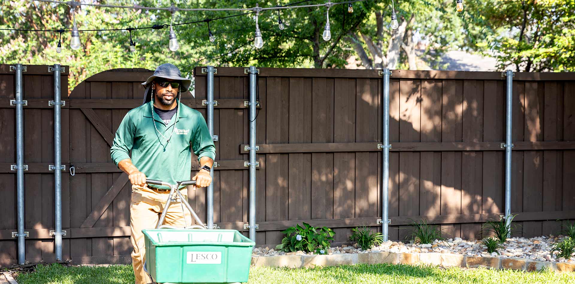 Fertilizer being applied on a lawn in Murphy, TX.