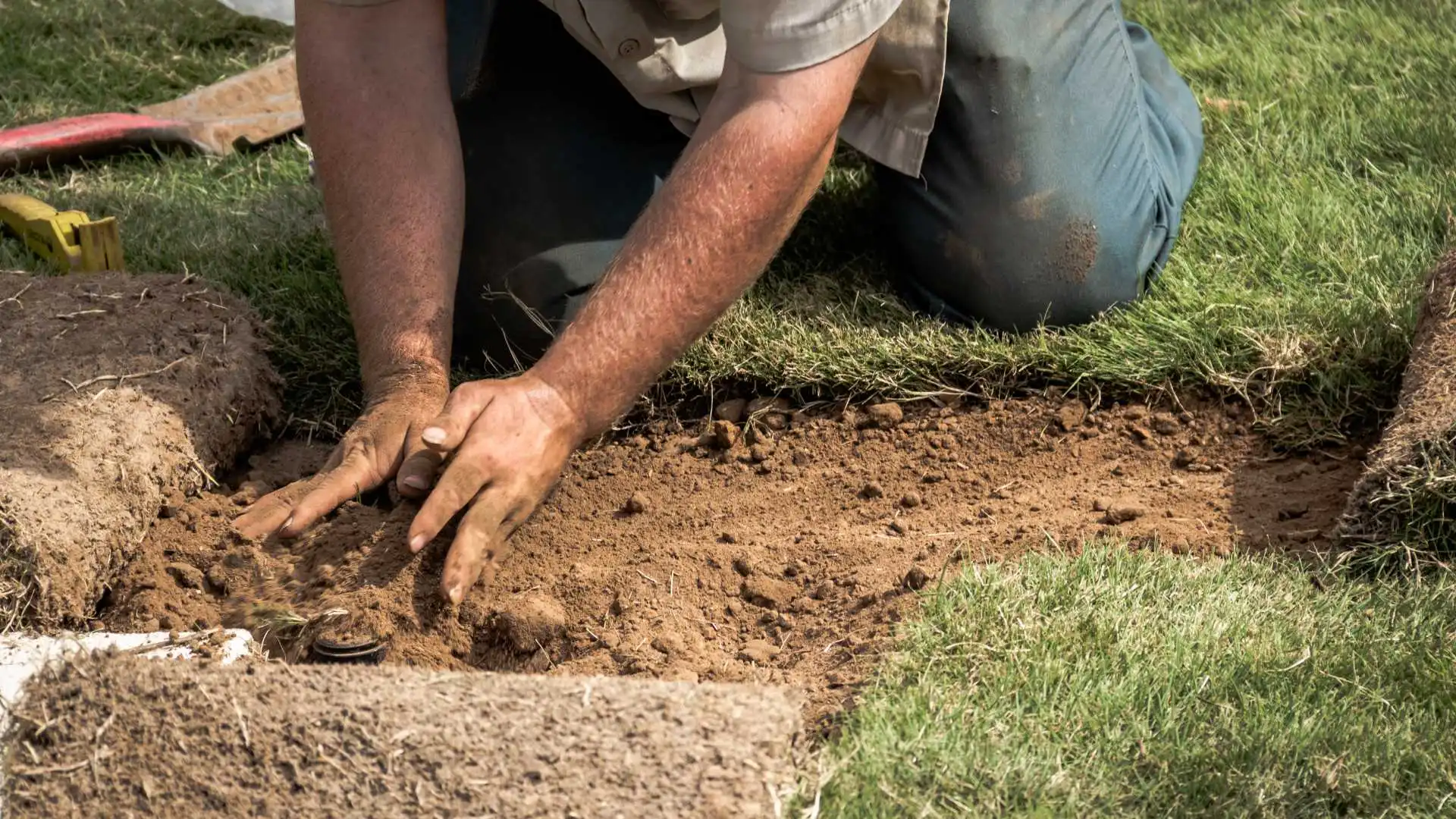 Professional repairing sprinkler in The Colony, TX.