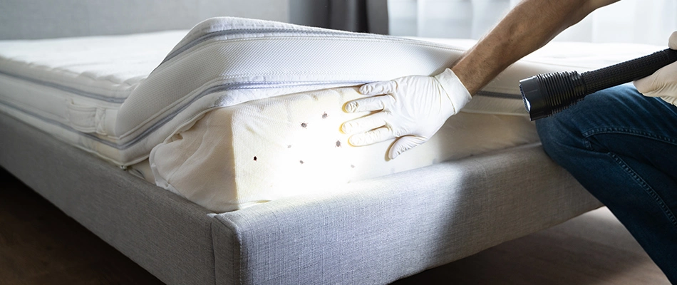Bed bugs inside a matress seen with a flashlight in and around Garland, TX.