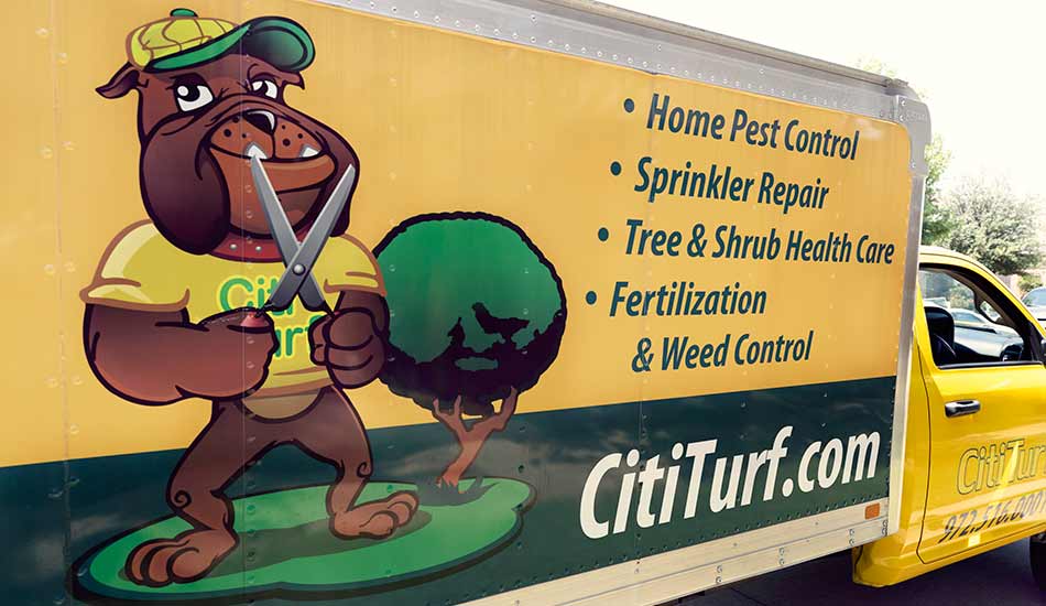 CitiTurf service truck at a property in Plano, TX.