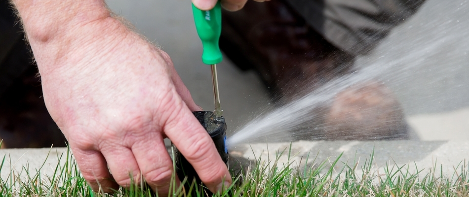 A homeowner attempting to repair an irrigation system on their own in Sachse, TX.